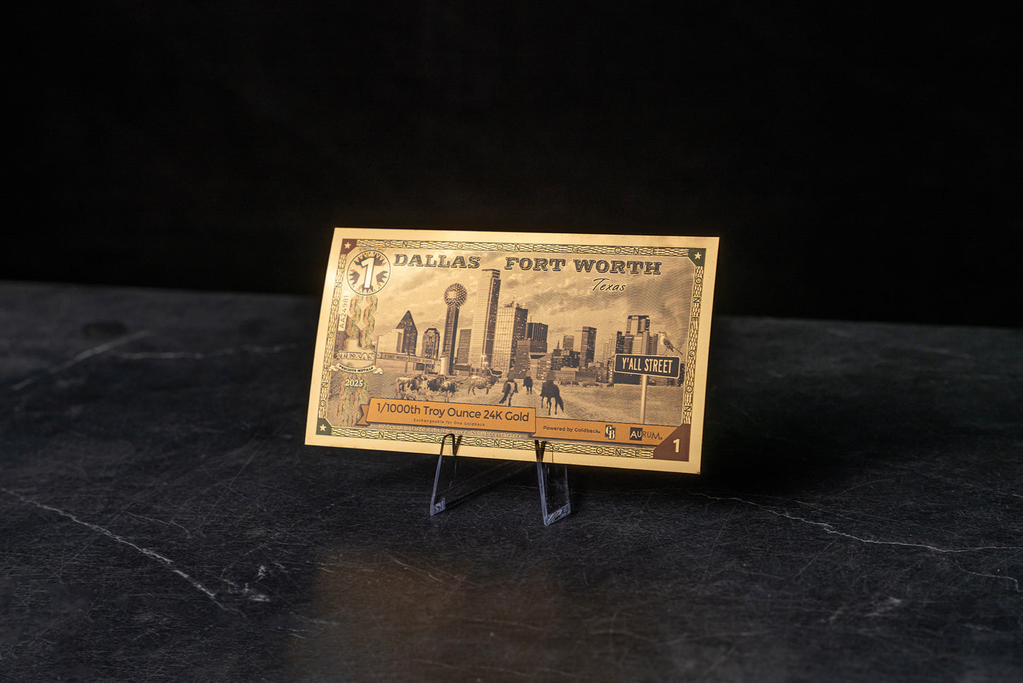 Dallas Fort Worth Limited Edition 1 Goldback - Texas Skyline