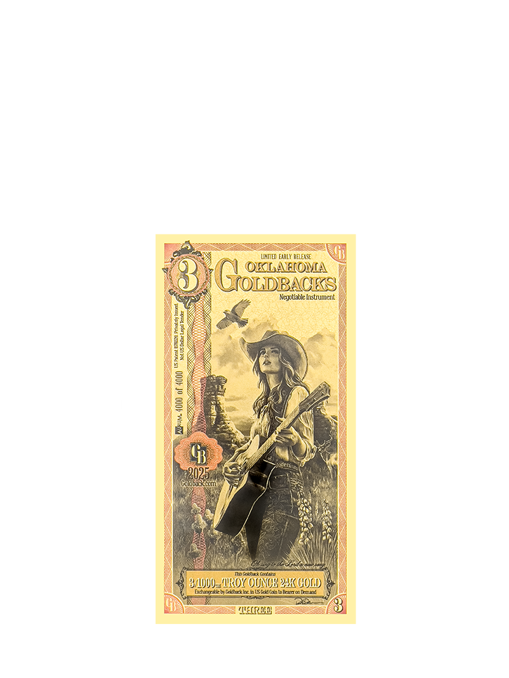Oklahoma 3 Goldback – Limited Early Release (LER) PMG 70 | Only 4,000 Minted