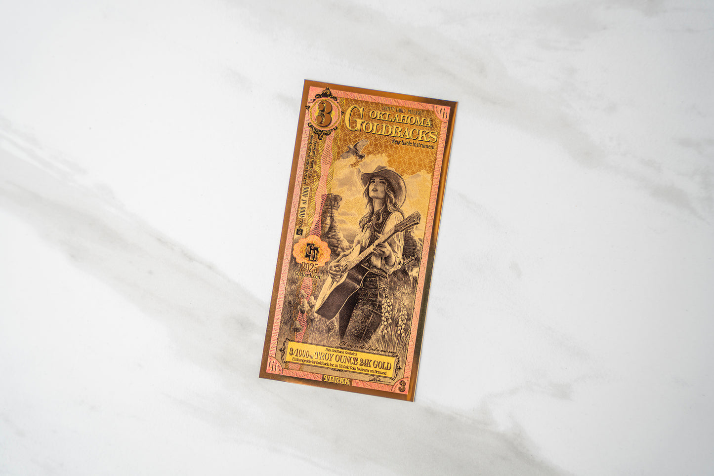 Oklahoma 3 Goldback – Limited Early Release (LER) PMG 70 | Only 4,000 Minted