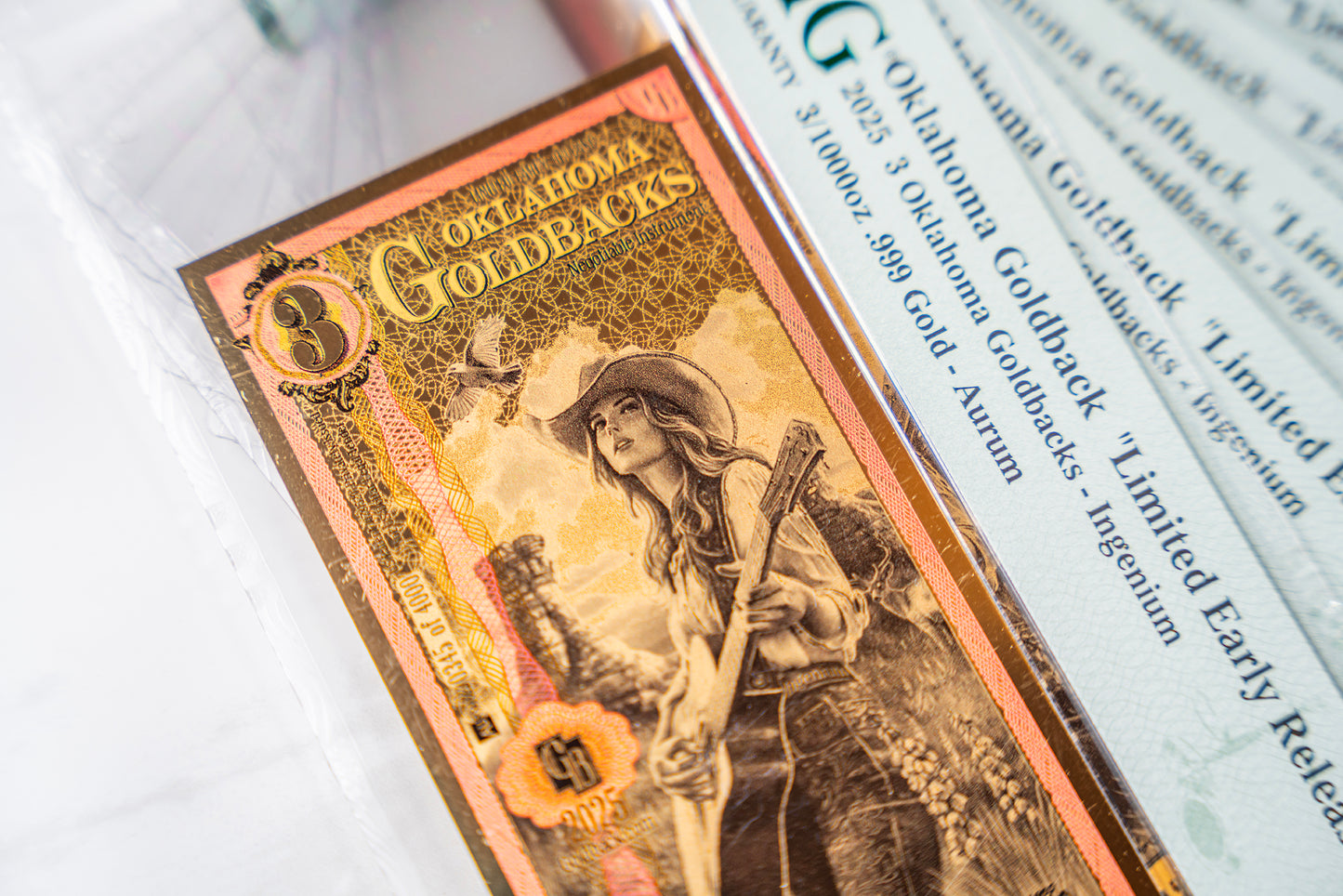 Oklahoma 3 Goldback – Limited Early Release (LER) PMG 70 | Only 4,000 Minted