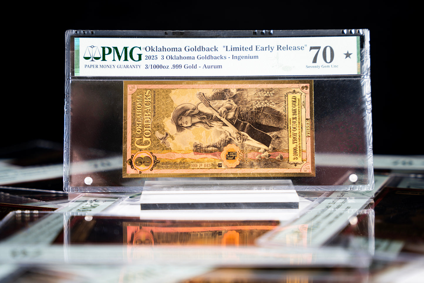 Oklahoma 3 Goldback – Limited Early Release (LER) PMG 70 | Only 4,000 Minted