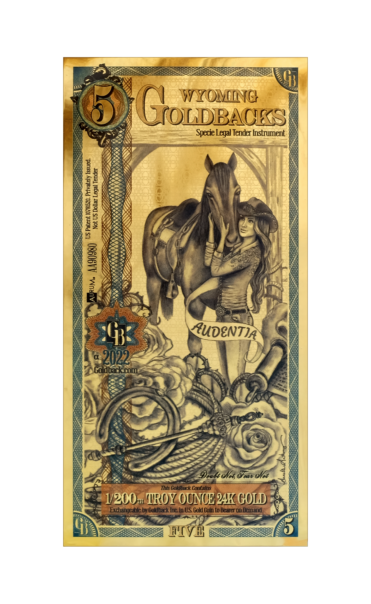 Wyoming 5 Goldback