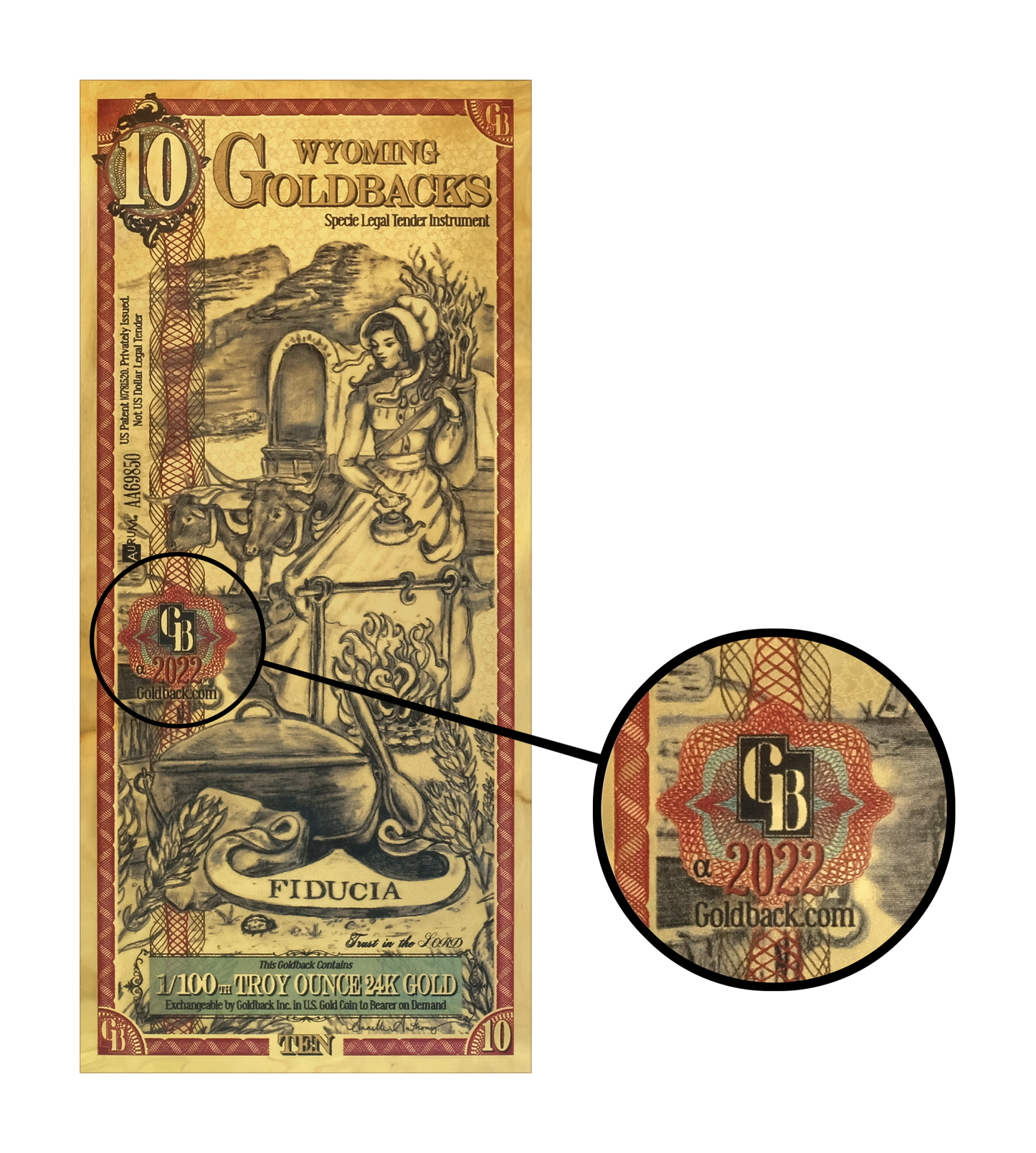 Wyoming 10 Goldback